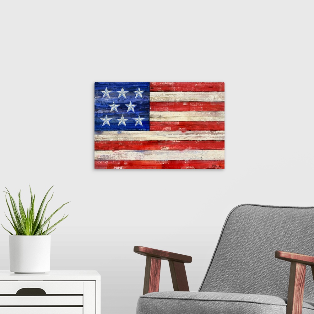 A modern room featuring All Amercian Flag Horizontal