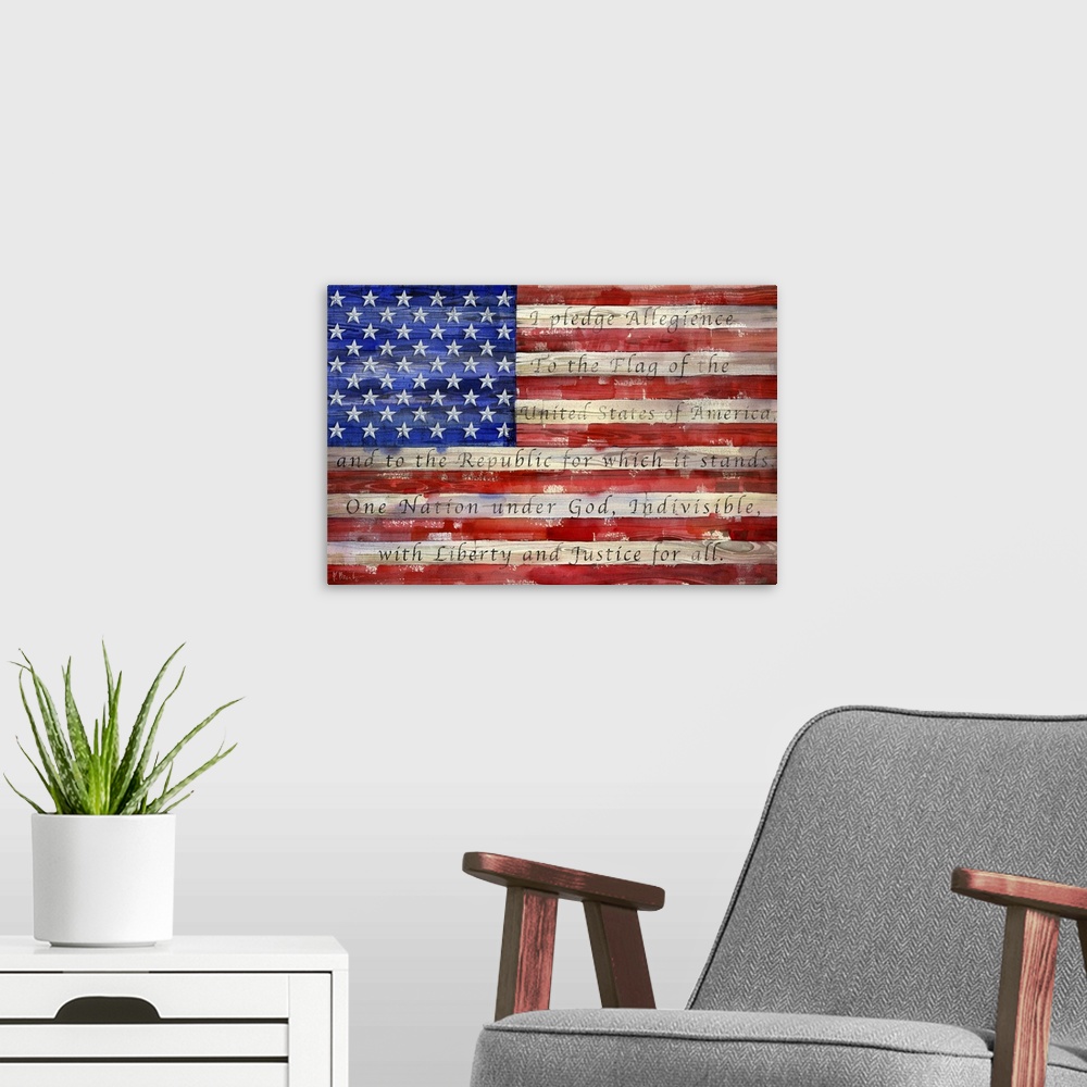 A modern room featuring All American Flag - Script
