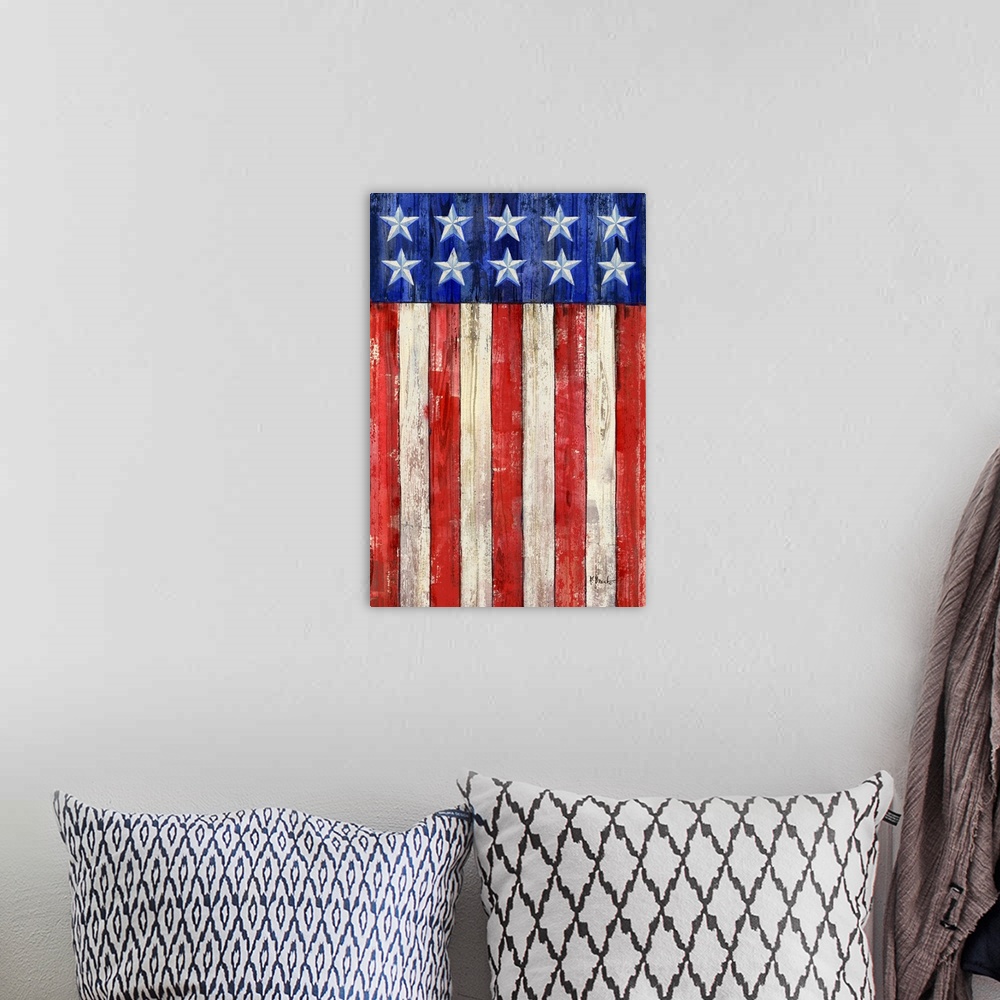 A bohemian room featuring All American Flag Vertical I