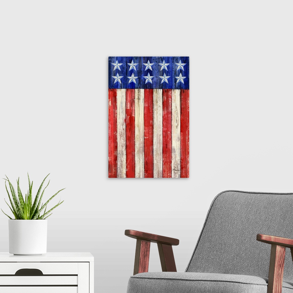 A modern room featuring All American Flag Vertical I