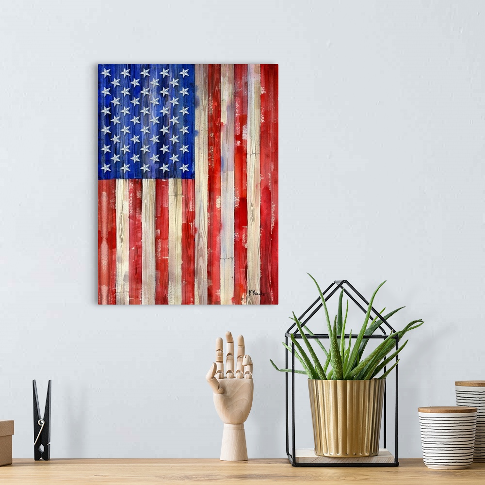 A bohemian room featuring All American Flag Vertical II