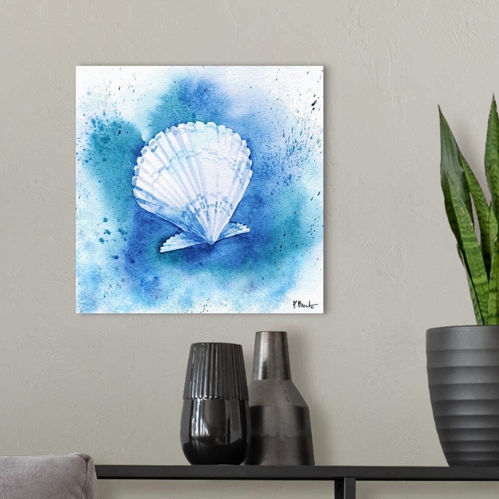 A modern room featuring Watercolor seashell.