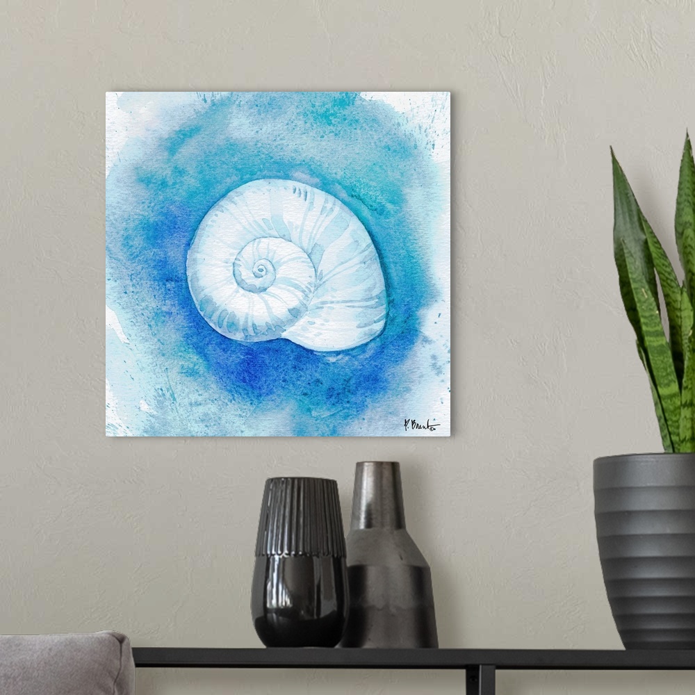 A modern room featuring Watercolor seashell.
