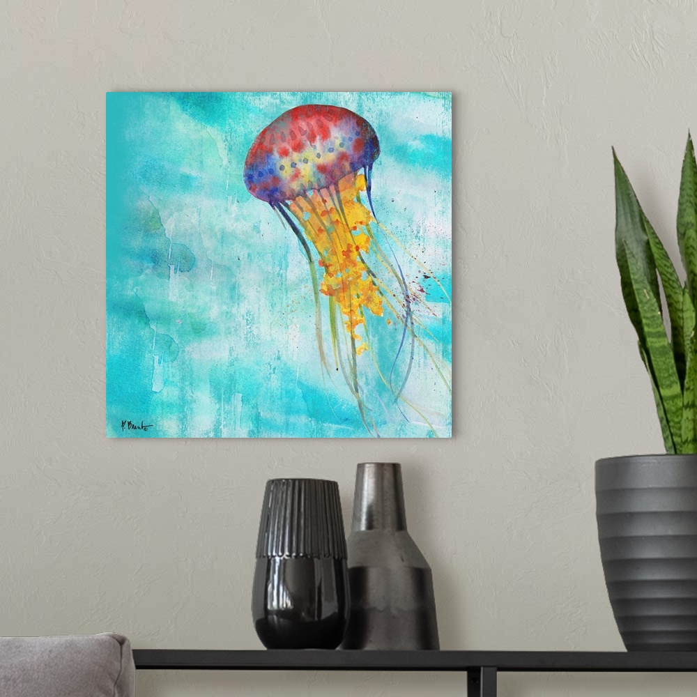 A modern room featuring Arianna Jellyfish I