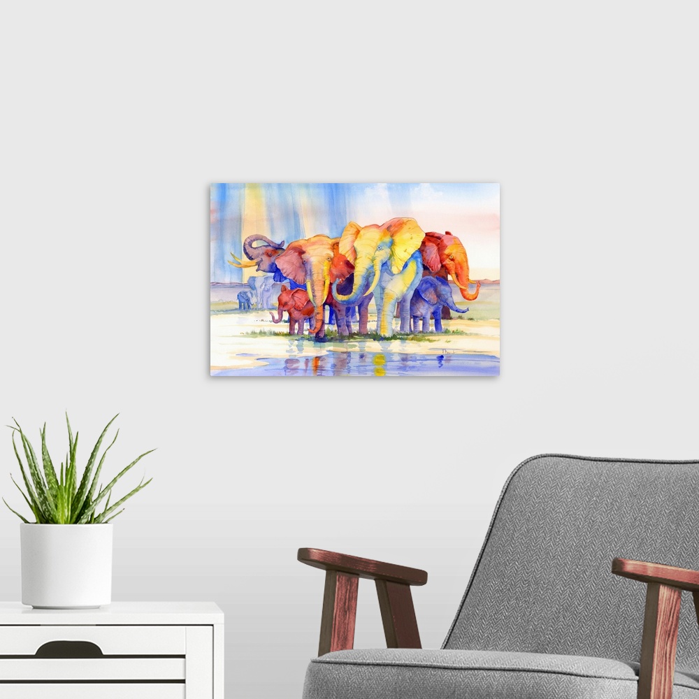 A modern room featuring Colorful Herd