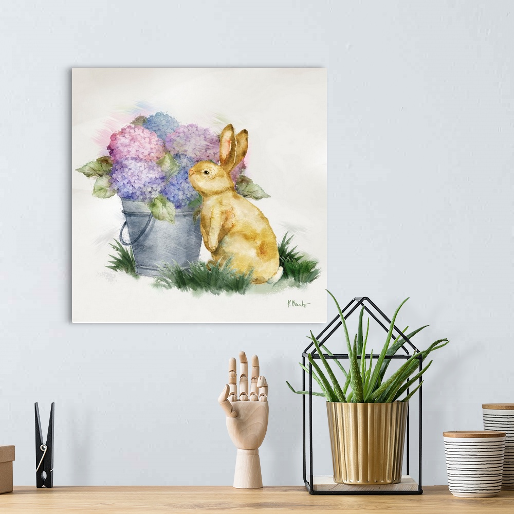 A bohemian room featuring Floral Rabbit IV