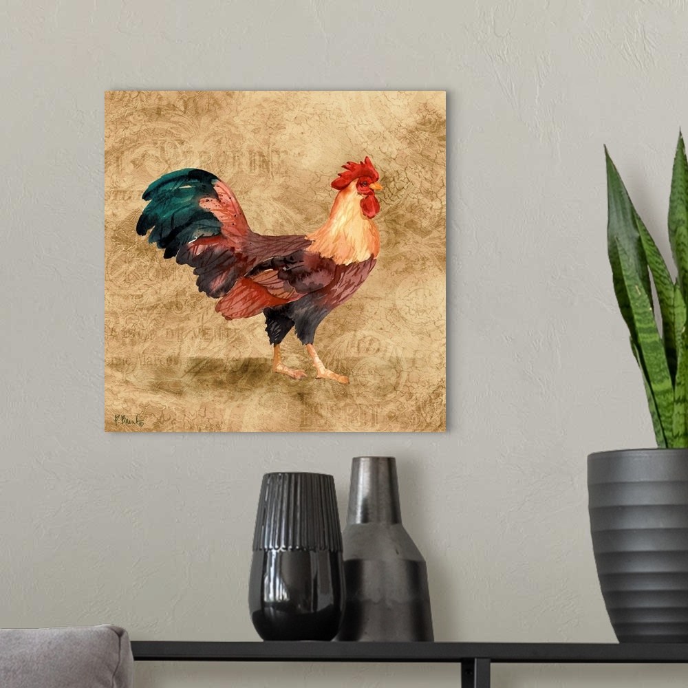A modern room featuring French Countryside Roosters.