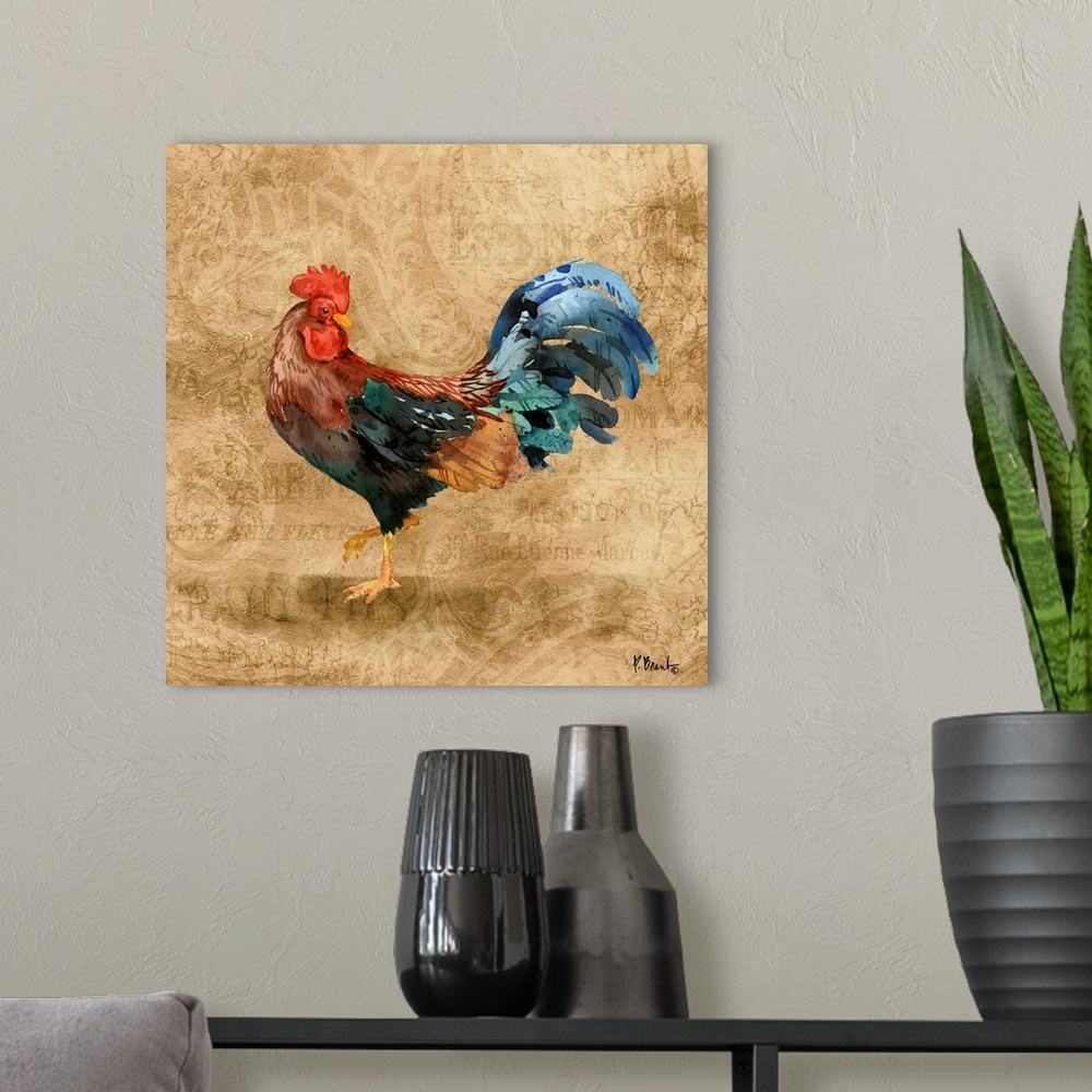 A modern room featuring French Countryside Roosters.