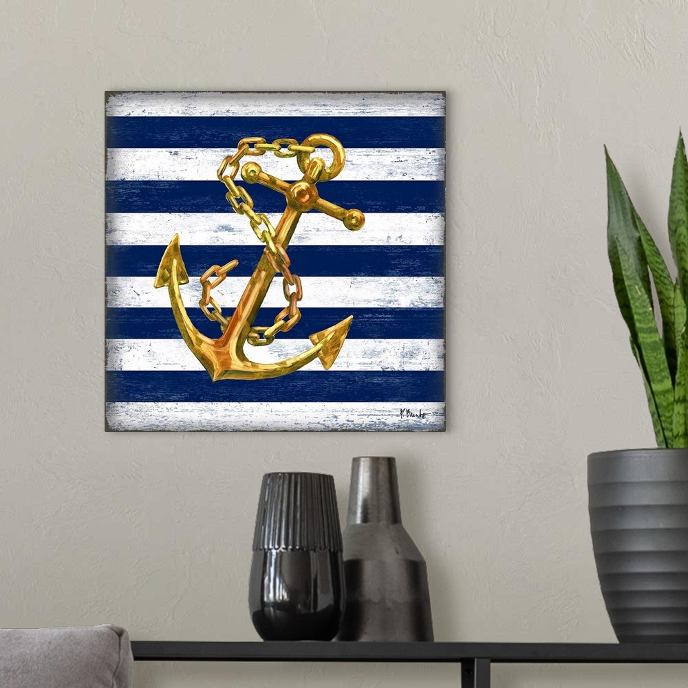 A modern room featuring Gilded Anchor - Stripes
