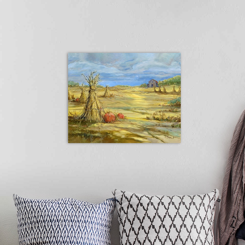 A bohemian room featuring Gleaning Autumn - Morning Landscape
