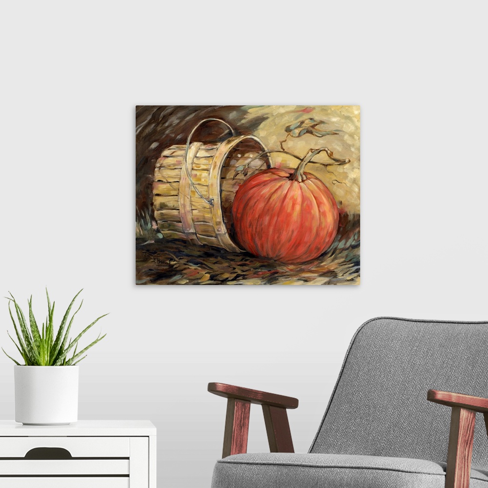 A modern room featuring Gleaning Autumn - Pumpkin And Basket