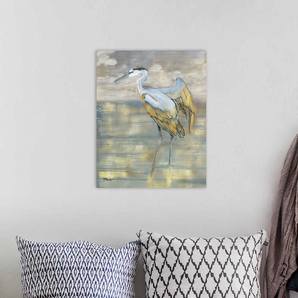 A bohemian room featuring Golden Blue Heron
