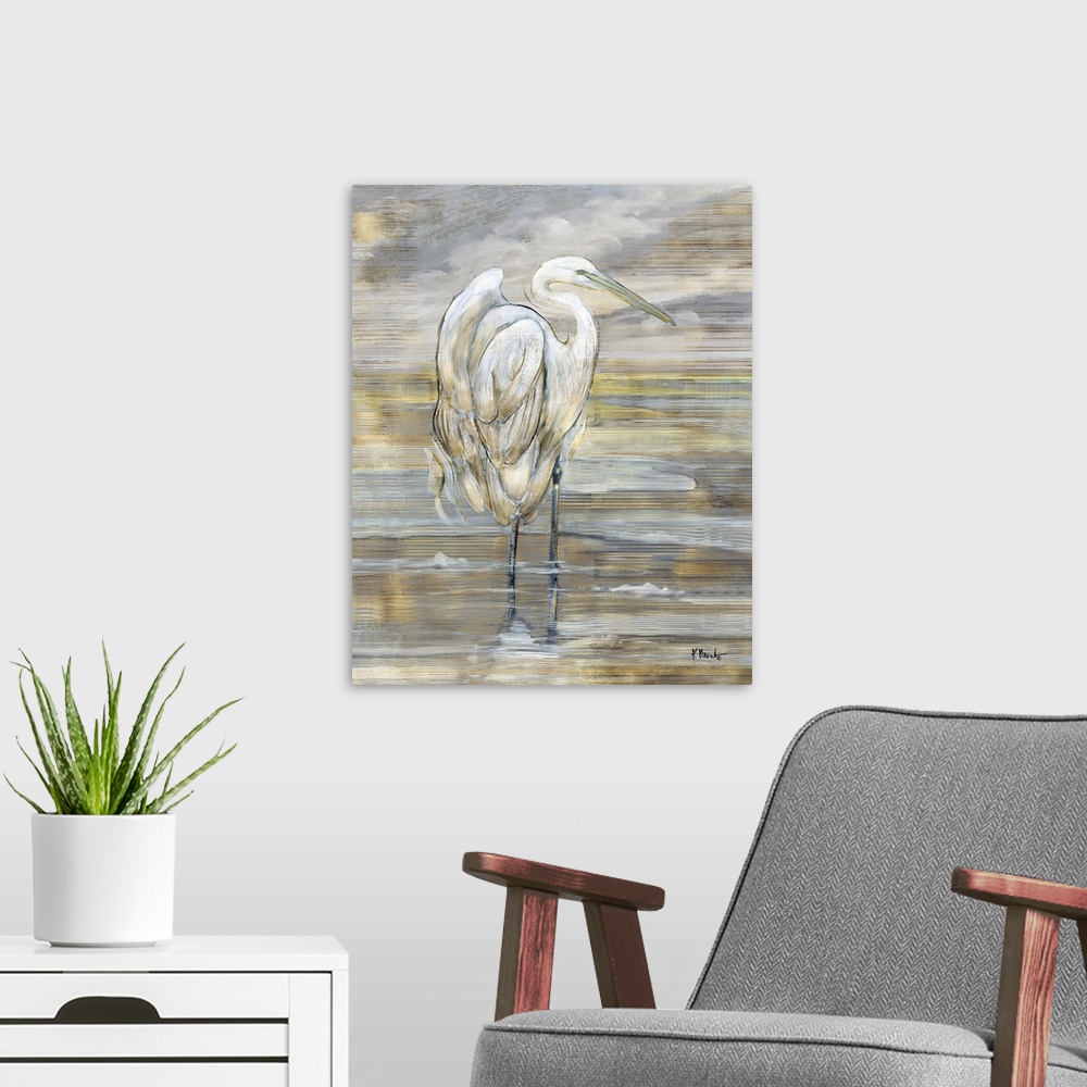 A modern room featuring Golden Egret