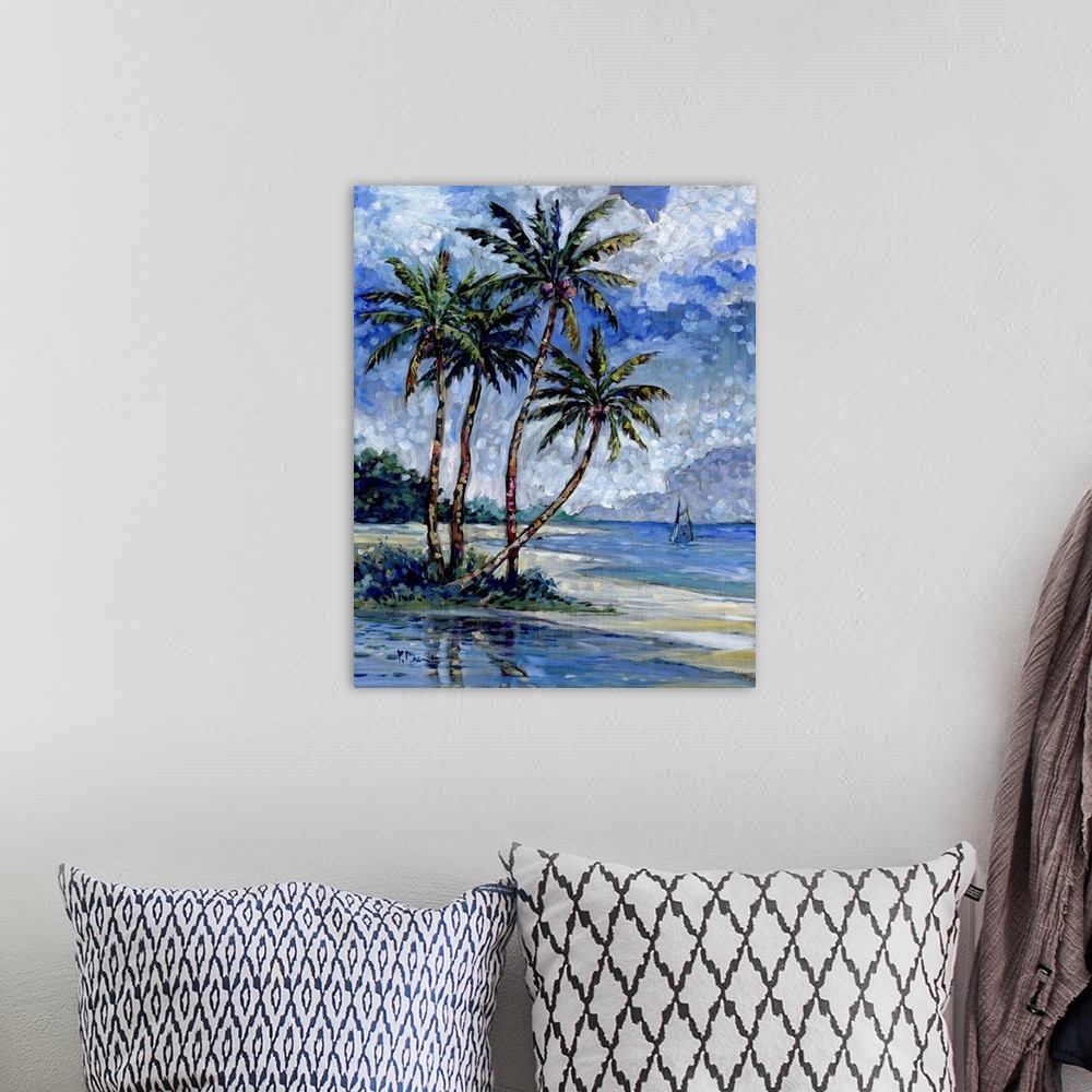 A bohemian room featuring Impressions Of Palms I