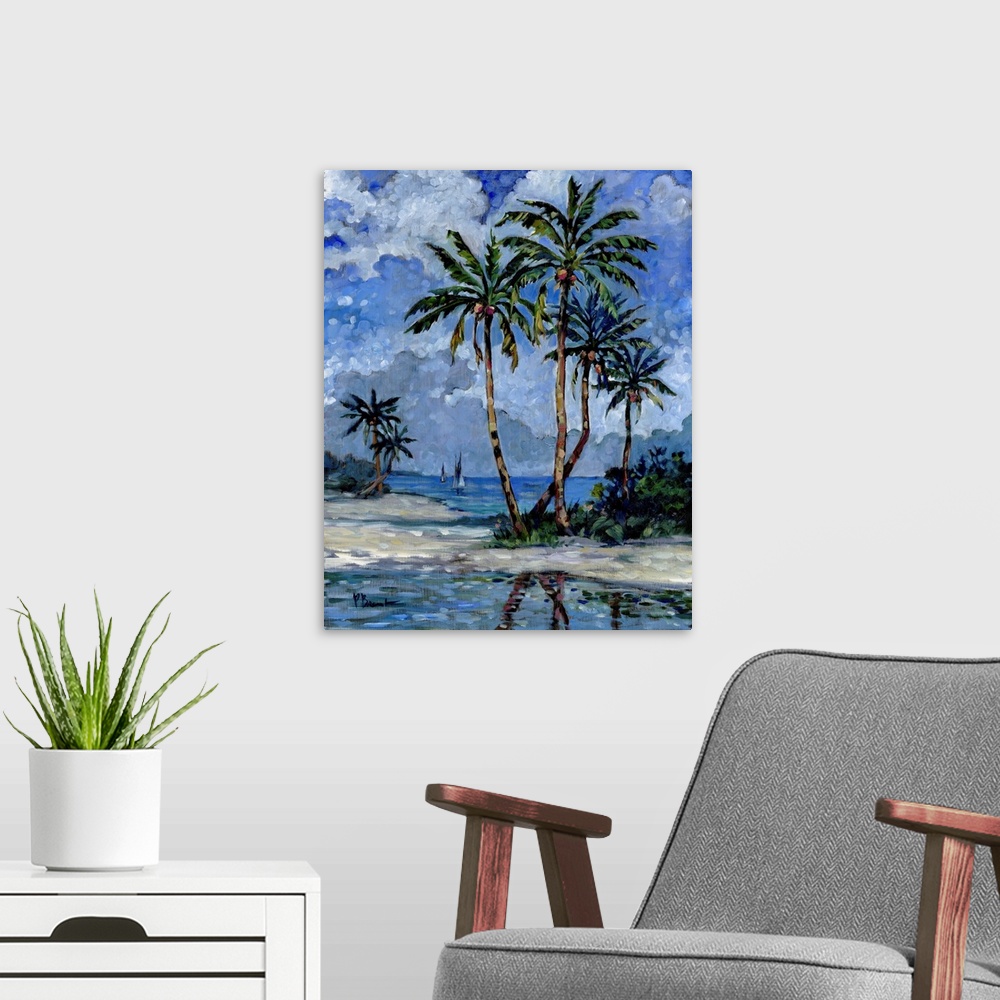 A modern room featuring Impressions Of Palms II