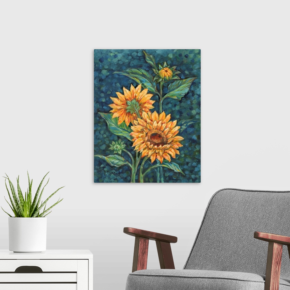 A modern room featuring Impressions Of Sunflowers IV