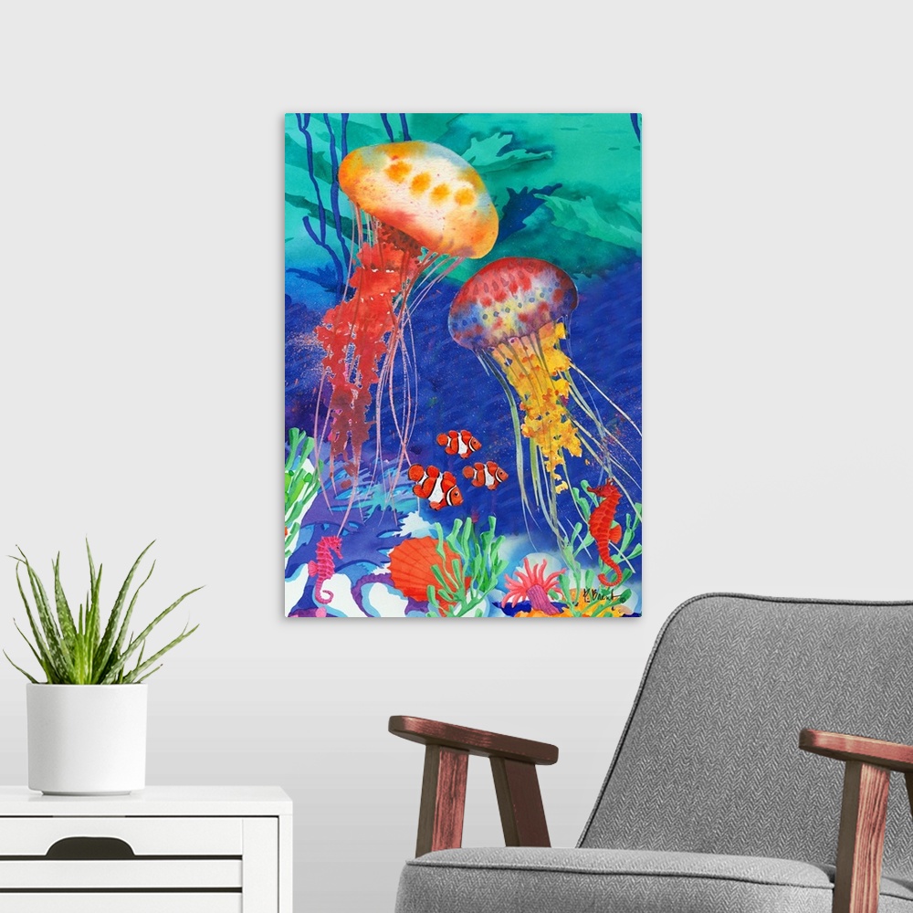 A modern room featuring Jellyfish Explosion