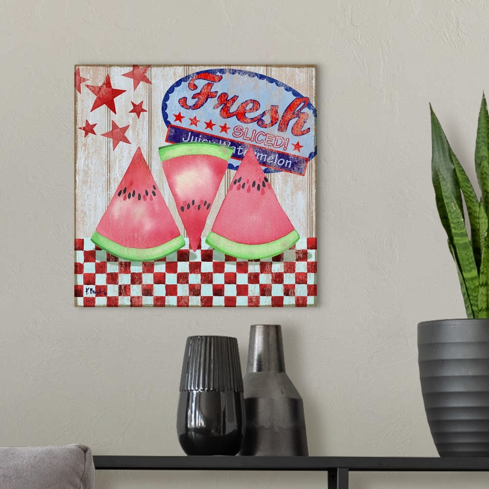 A modern room featuring Juicy Watermelon I