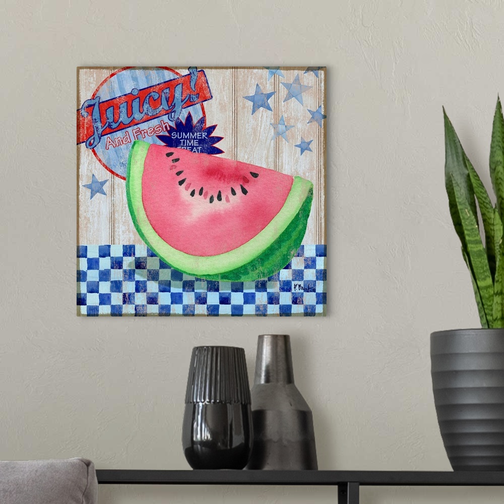 A modern room featuring Juicy Watermelon II