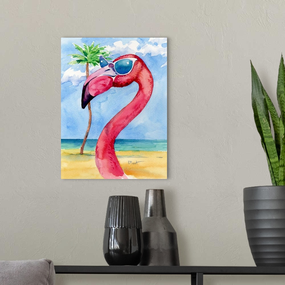 A modern room featuring Looking Good Flamingo I