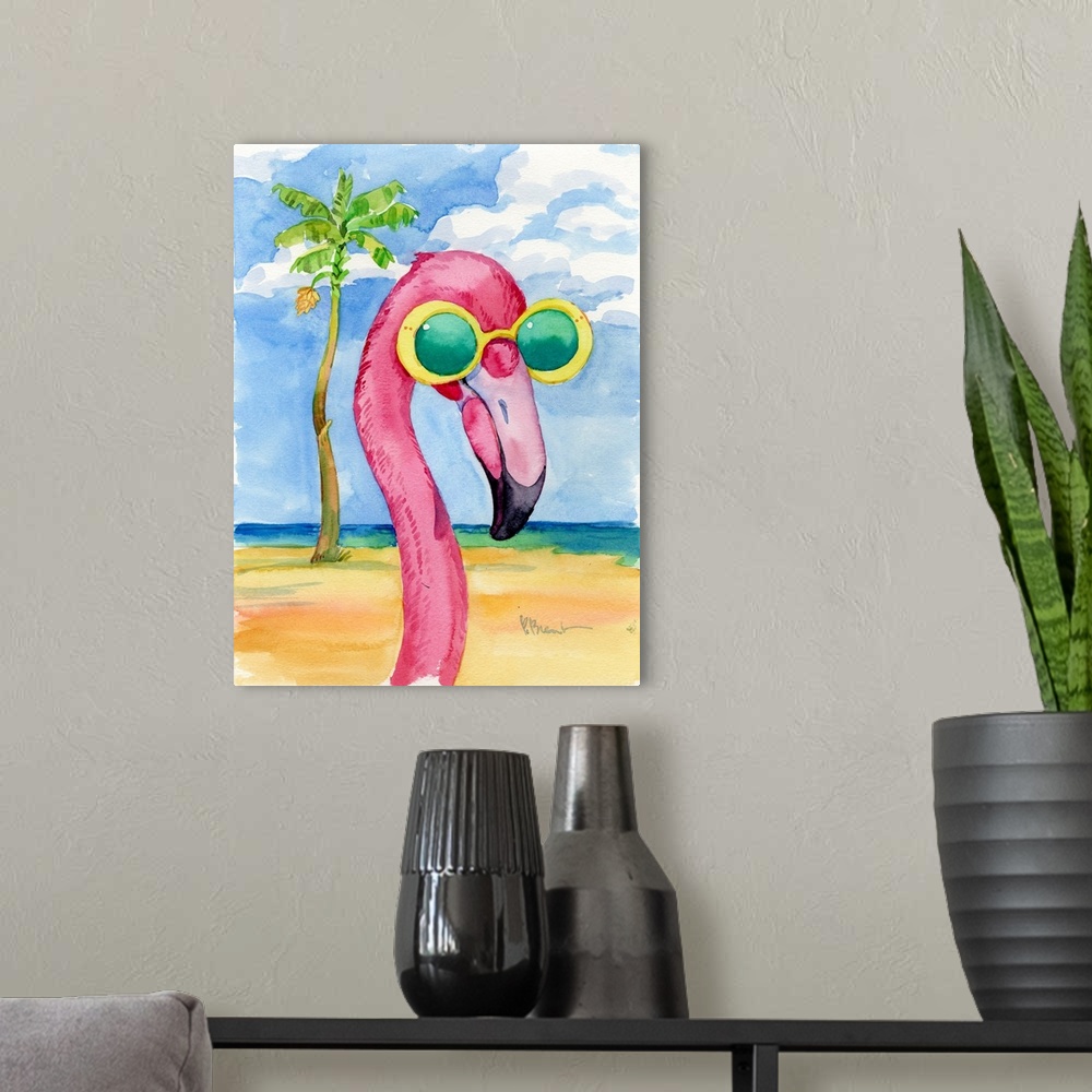 A modern room featuring Looking Good Flamingo II