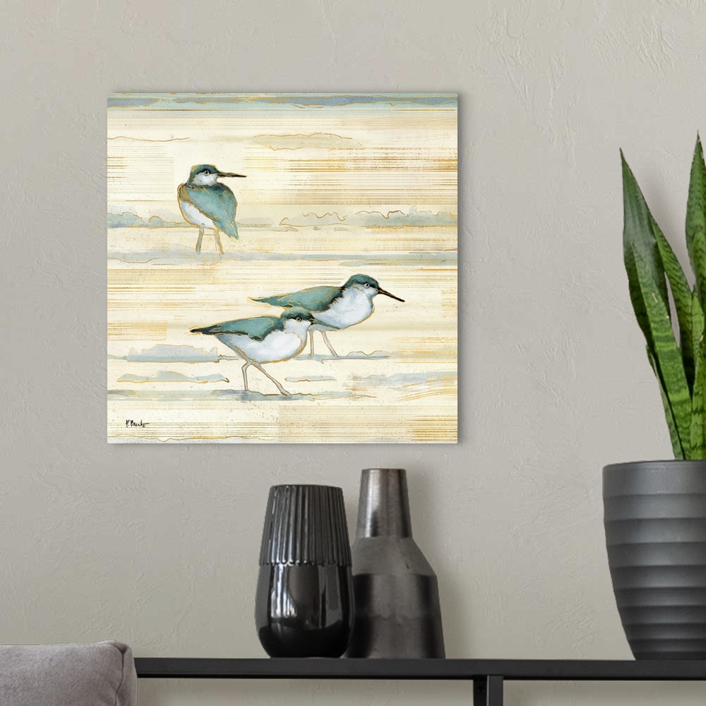 A modern room featuring Oceanside Sandpipers I - Golden