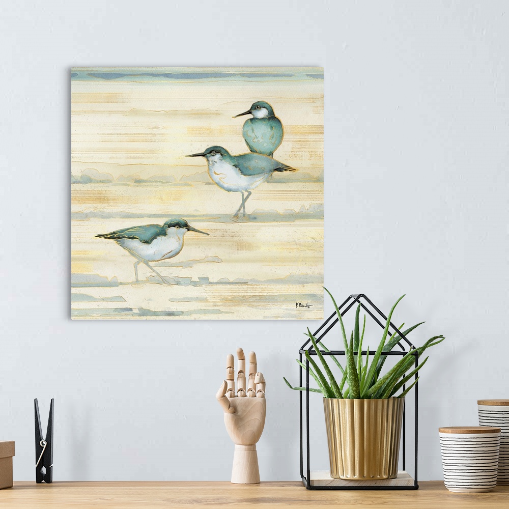 A bohemian room featuring Oceanside Sandpipers II - Golden