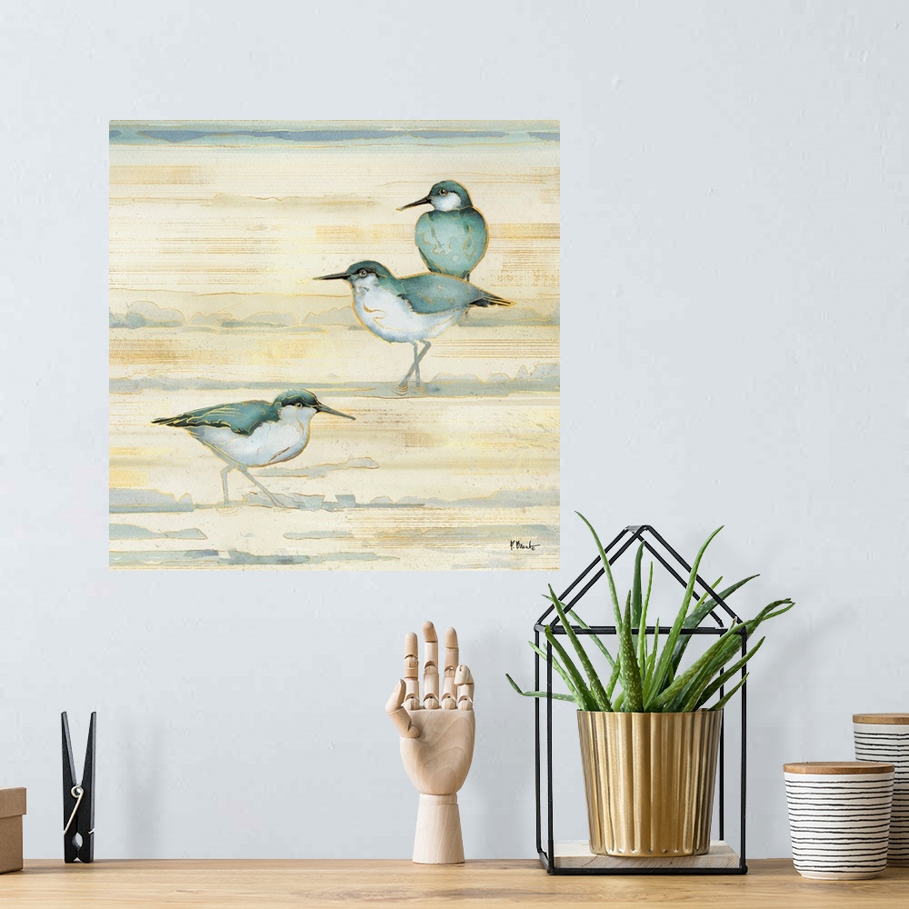 A bohemian room featuring Oceanside Sandpipers II - Golden