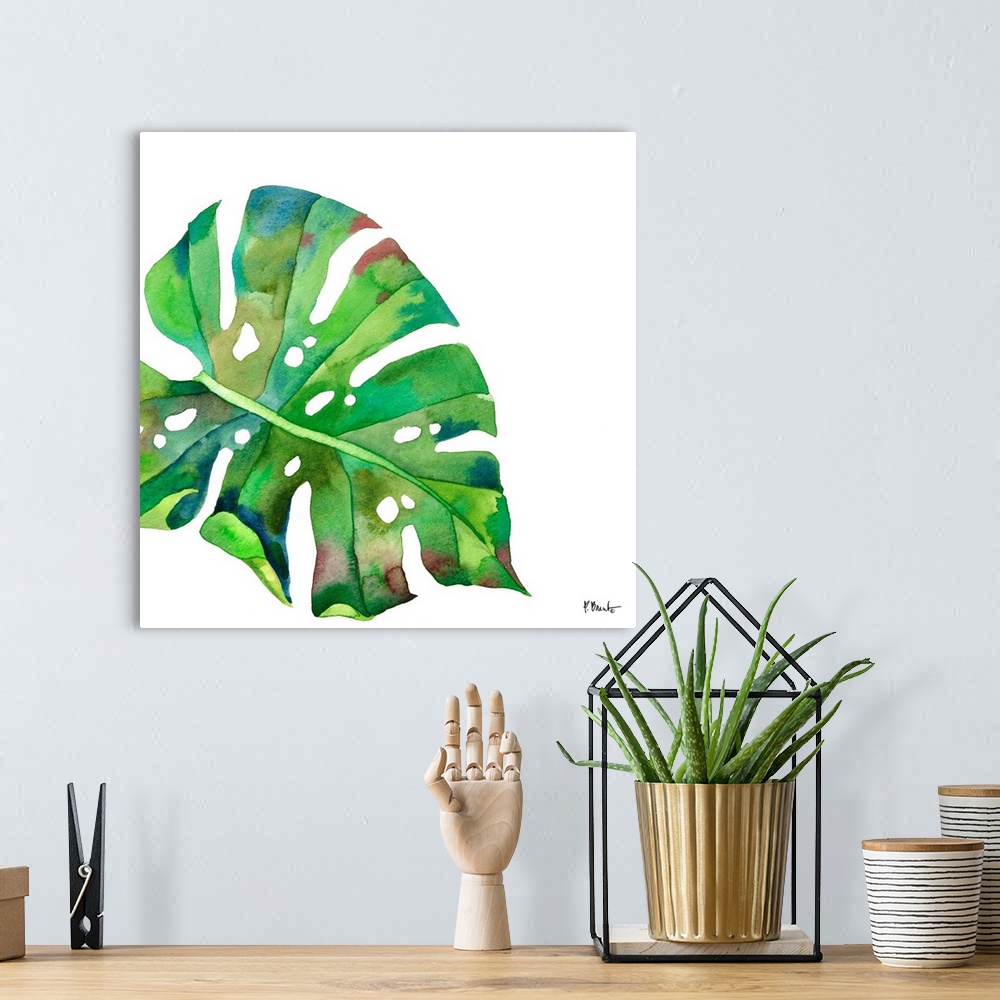 A bohemian room featuring Palm Fronds I - White