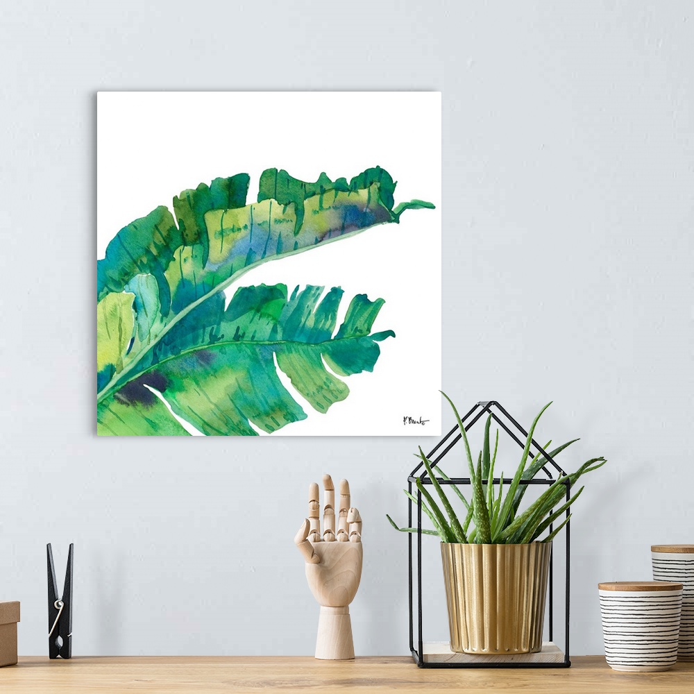 A bohemian room featuring Palm Fronds III - White