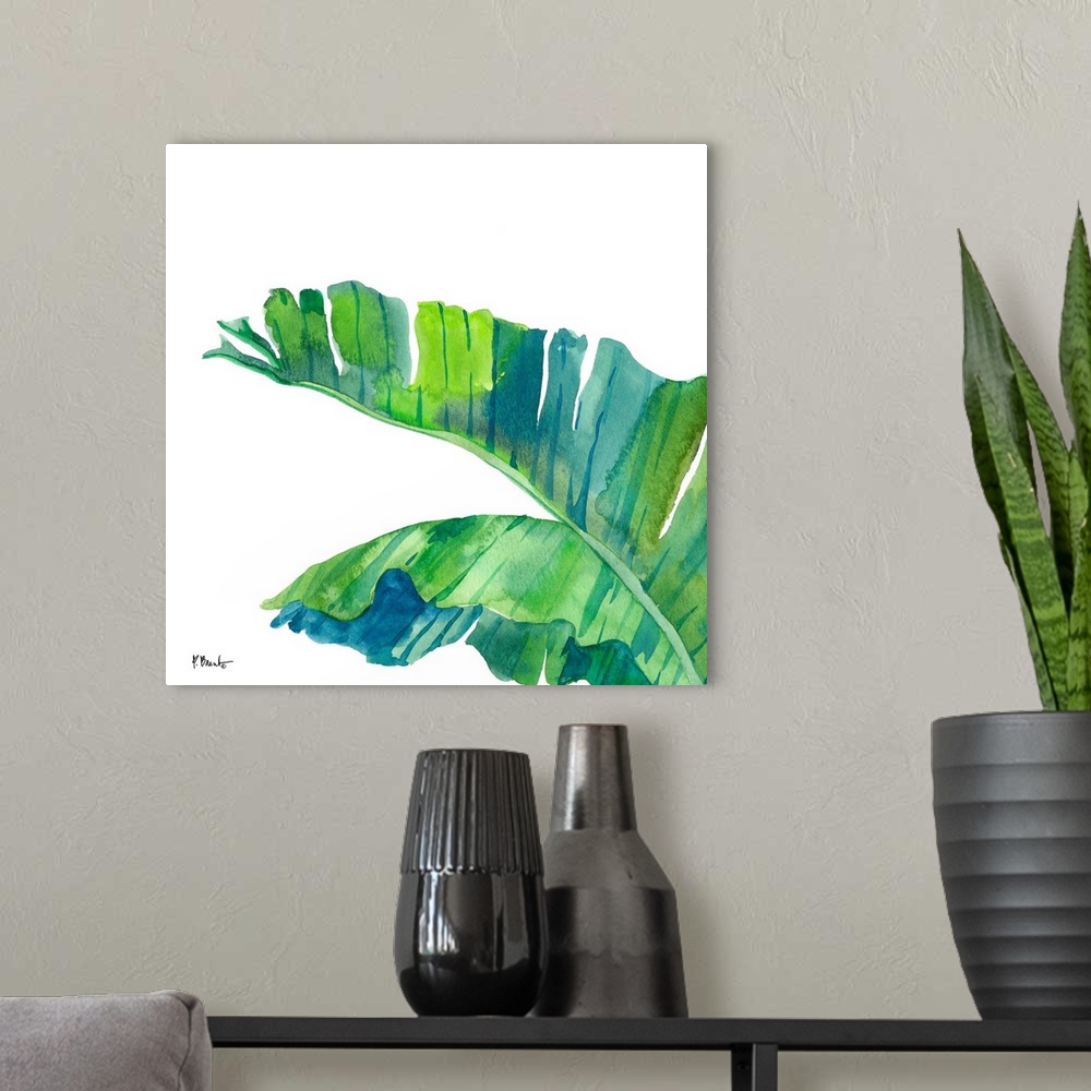 A modern room featuring Palm Fronds IV - White