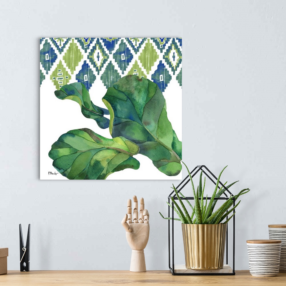 A bohemian room featuring Palm Fronds VI - Blue