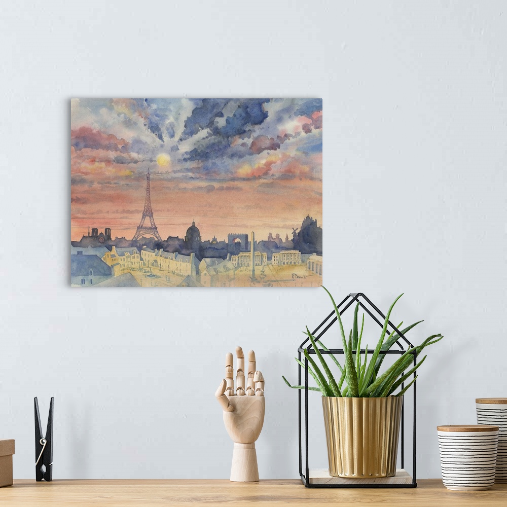 A bohemian room featuring Paris Skyline at Sunset