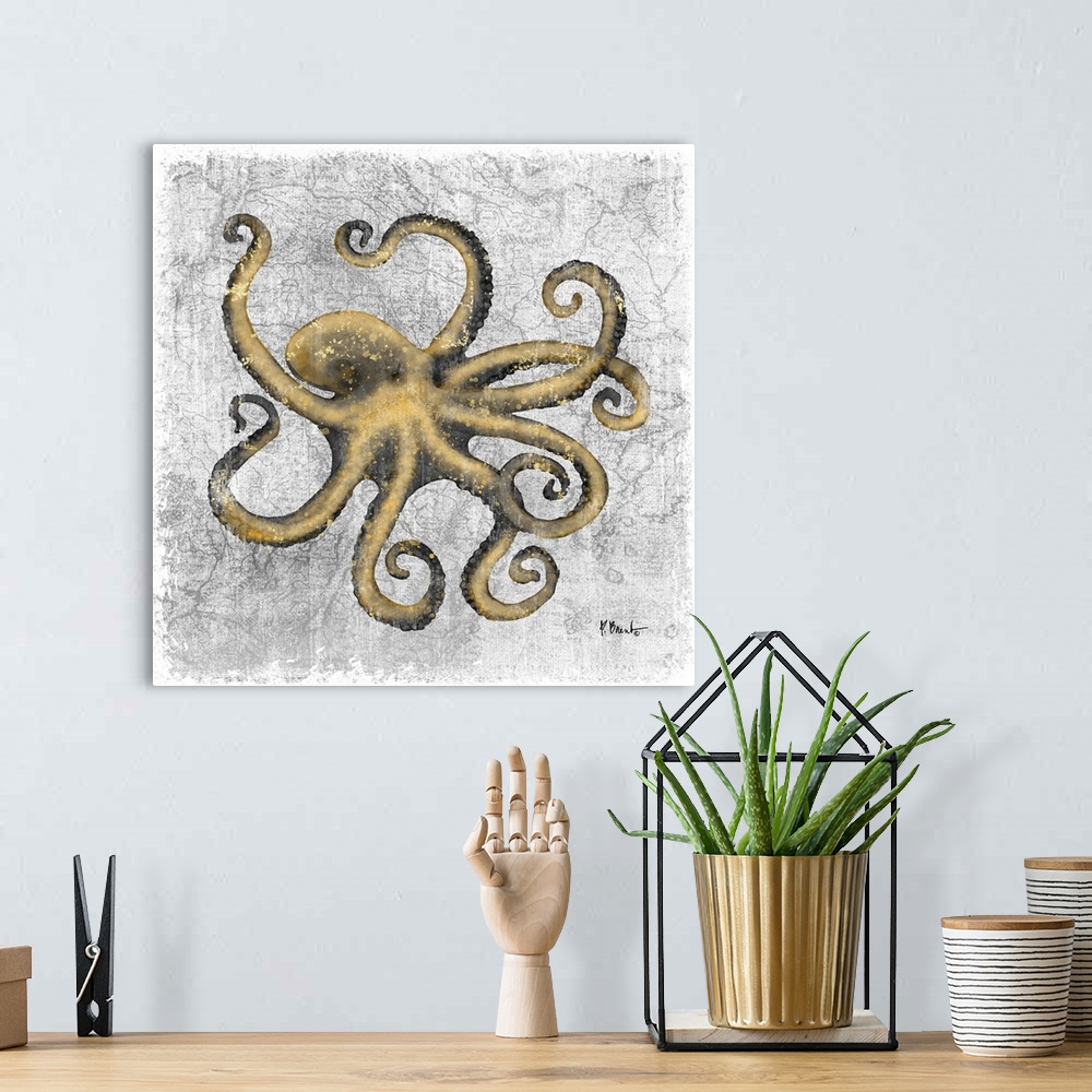 A bohemian room featuring Saltwater Exploration II - Gold