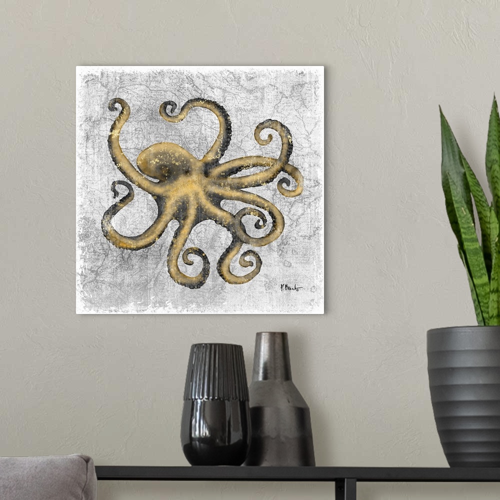A modern room featuring Saltwater Exploration II - Gold