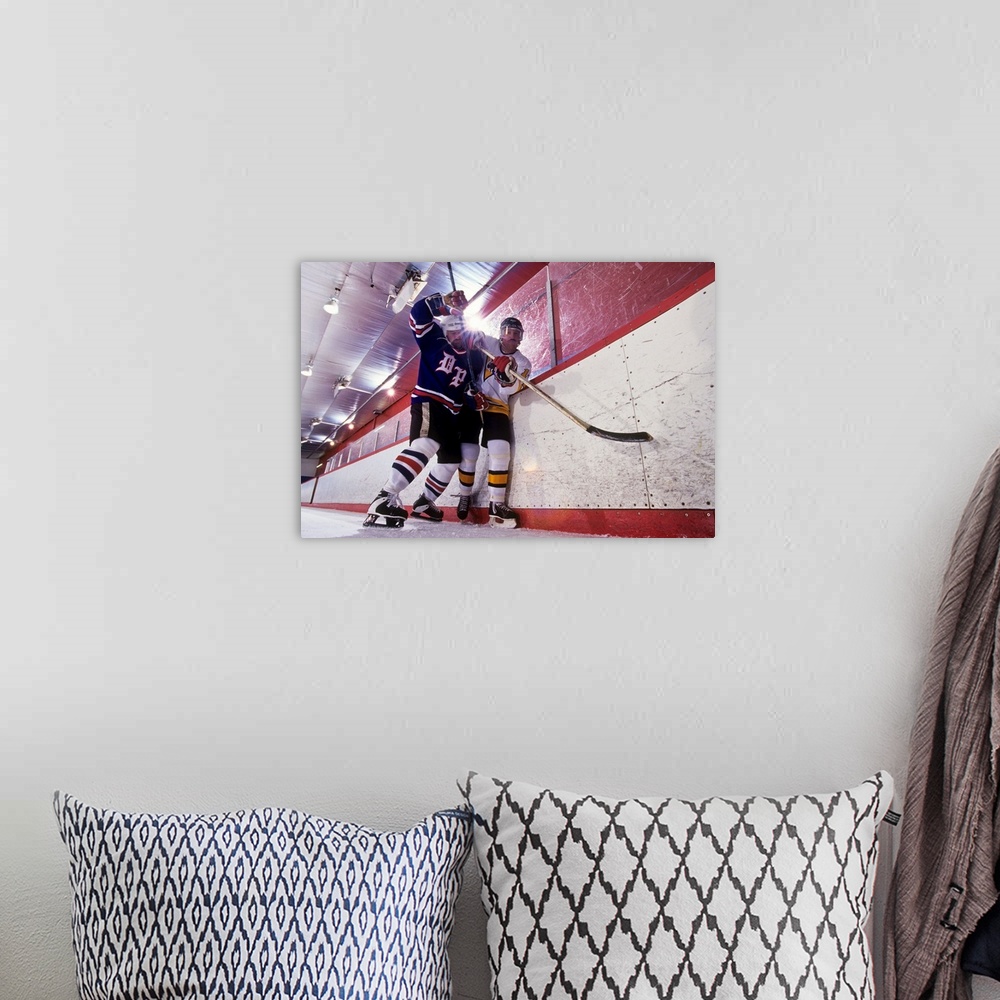 A bohemian room featuring Ice hockey players checking