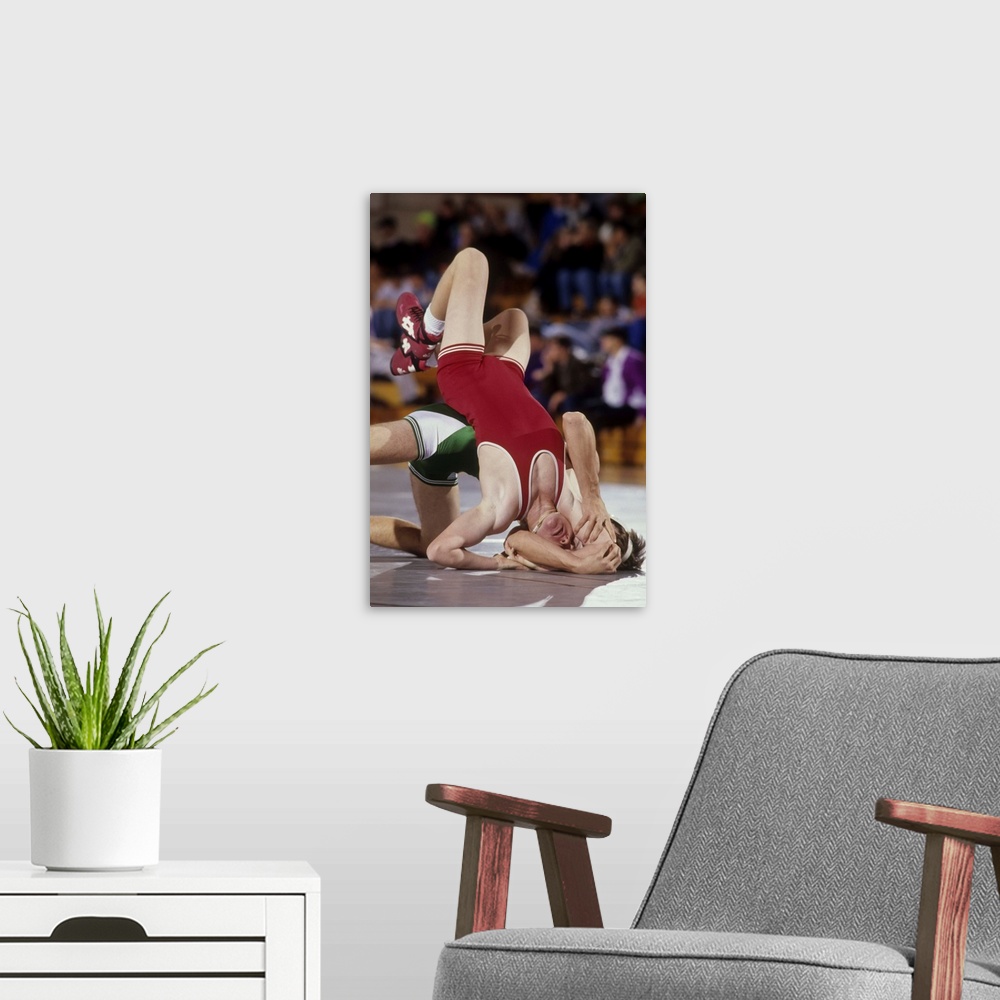 A modern room featuring Wrestling competition