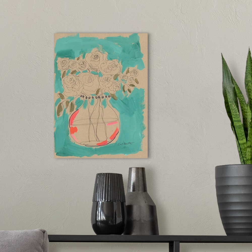 A modern room featuring Abstract Roses I