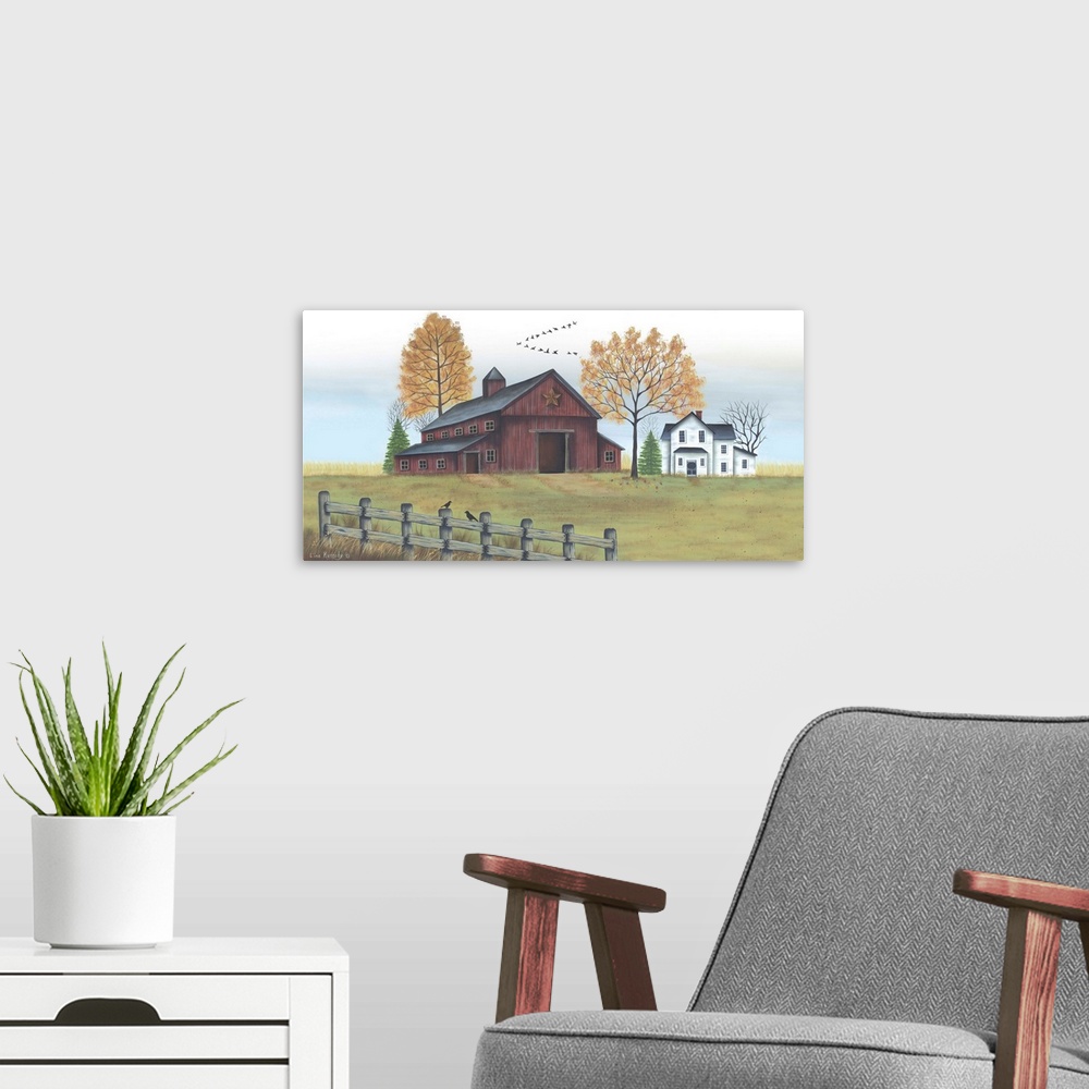 A modern room featuring Autumn Farmstead