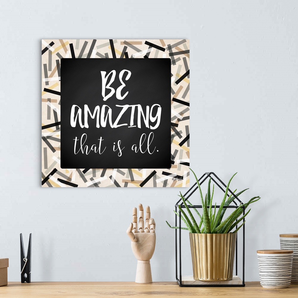 A bohemian room featuring Inspirational typography art in black and white with a festive frame.