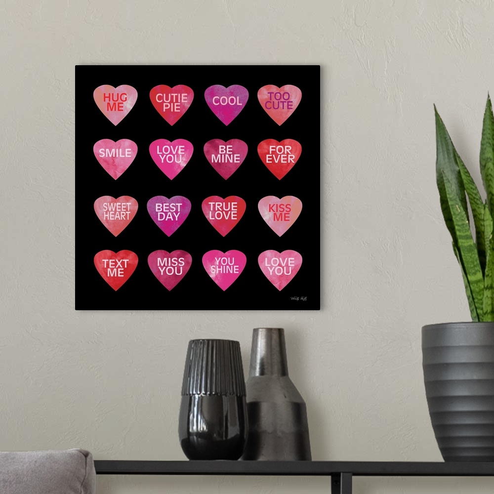 A modern room featuring Be Mine Hearts II