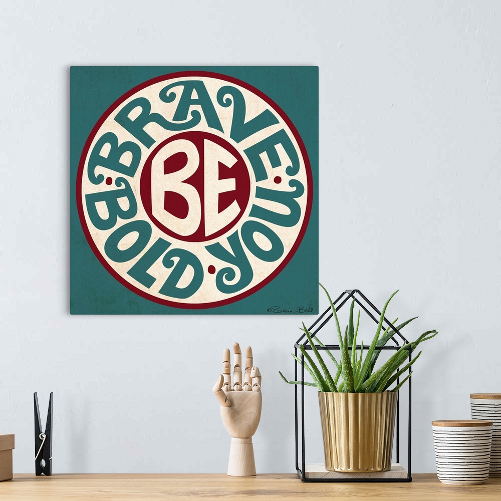 A bohemian room featuring Inspirational typography home decor artwork.