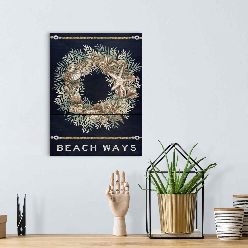A bohemian room featuring Beach Ways Shell Wreath