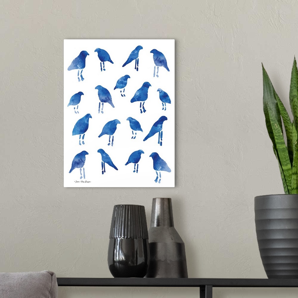 A modern room featuring Bleu Birds