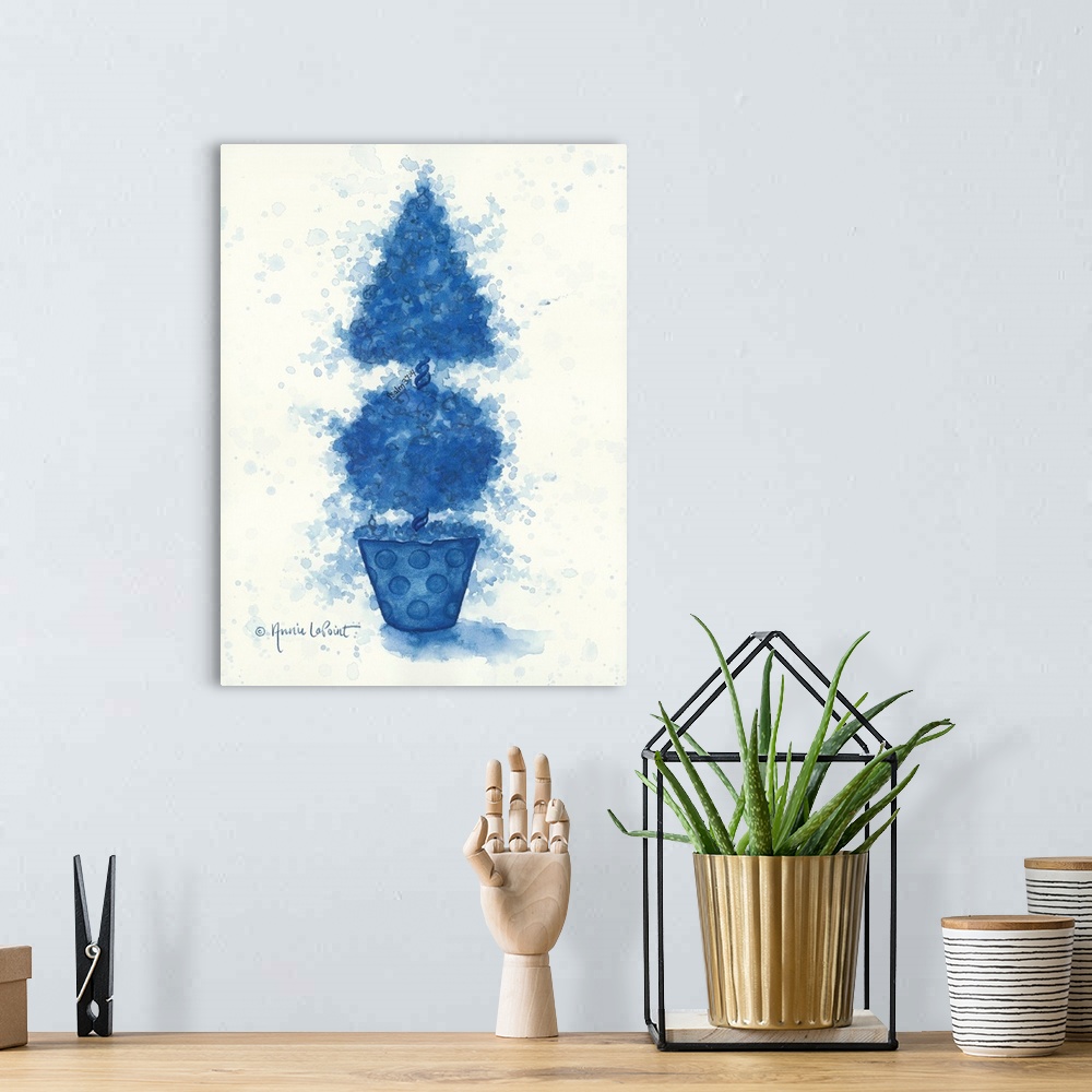 A bohemian room featuring Blue Cone Topiary