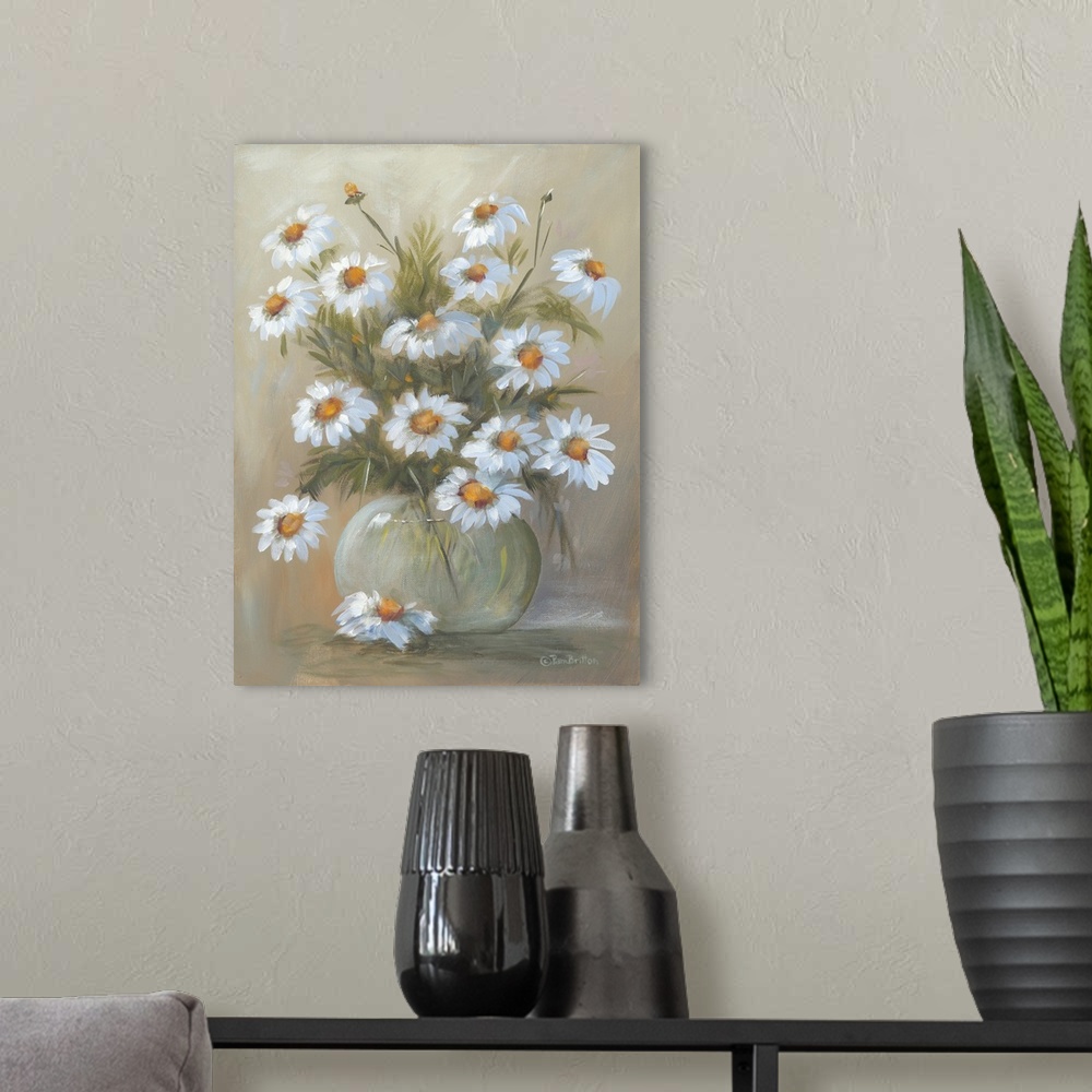 A modern room featuring Bowl Of Daisies