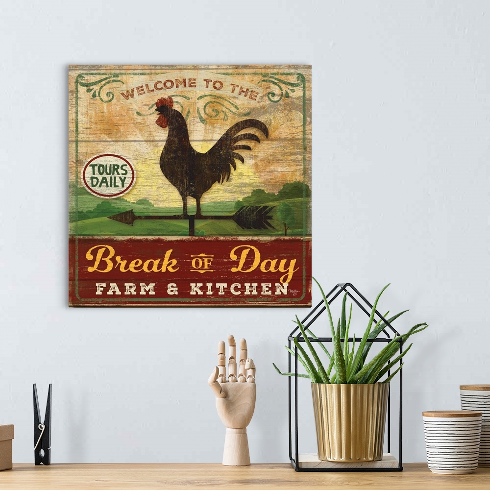 A bohemian room featuring Vintage style sign with a weathered wood effect for a country kitchen.