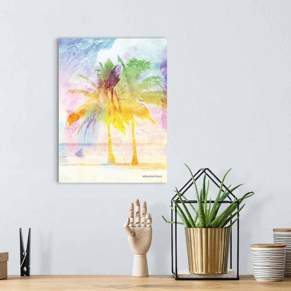 A bohemian room featuring Bright Summer Palm Group II