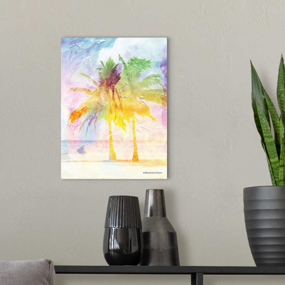 A modern room featuring Bright Summer Palm Group II