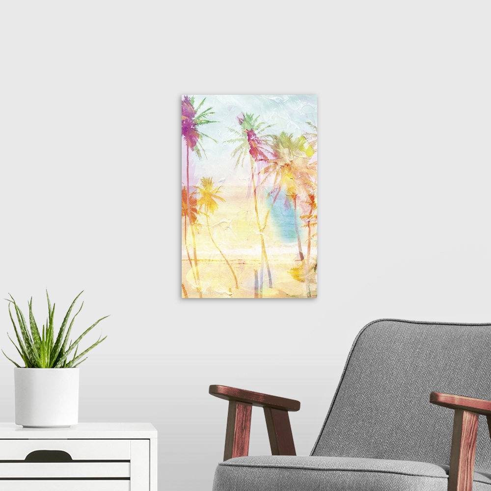 A modern room featuring Palm trees on the beach in Caribbean